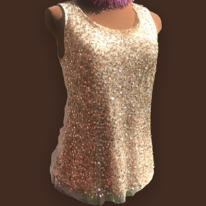 Chico’s Animal Print‎ sequin mesh layered tank